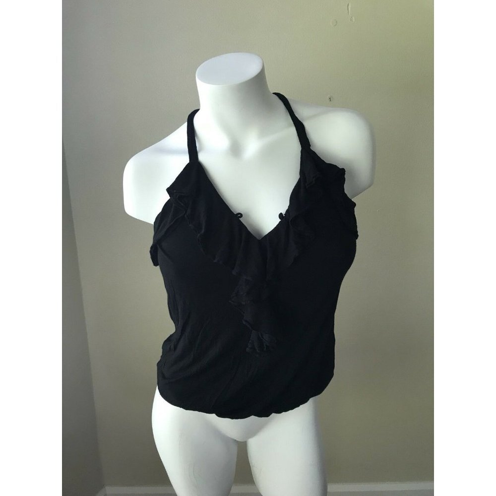 Anthropologie Bordeaux​  Black Ruffle Tank Top Sm